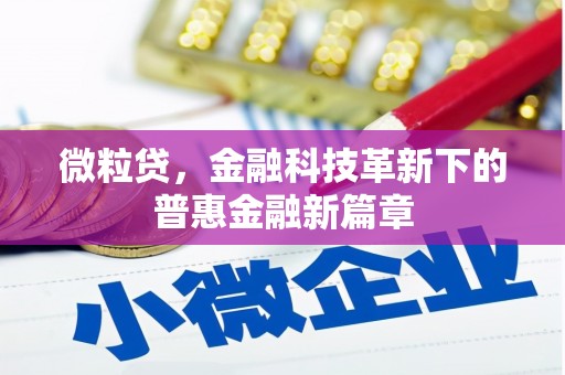 伊金霍洛旗微粒贷，金融科技革新下的普惠金融新篇章
